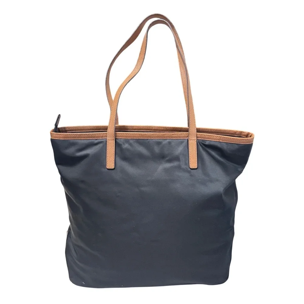 Michael Kors Kempton Nylon Tote Womens Large Black‎ Brown Excellent 30T2GKPT3C
